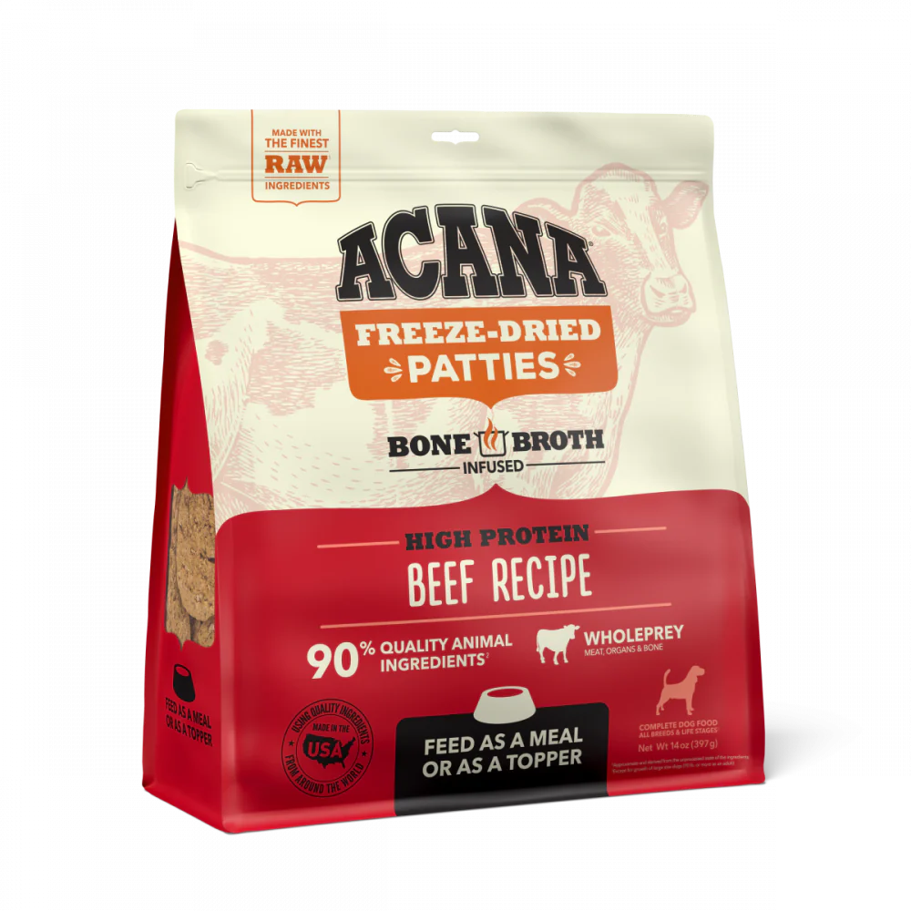 ACANA Freeze Dried Dog Food & Topper, Grain Free, High Protein,  Fresh & Raw Animal Ingredients, Ranch Raised Beef Recipe, Patties - Image 10