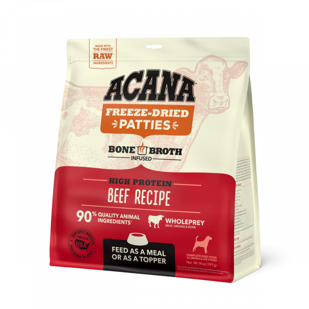 ACANA Freeze Dried Dog Food & Topper, Grain Free, High Protein,  Fresh & Raw Animal Ingredients, Ranch Raised Beef Recipe, Patties - Image 9