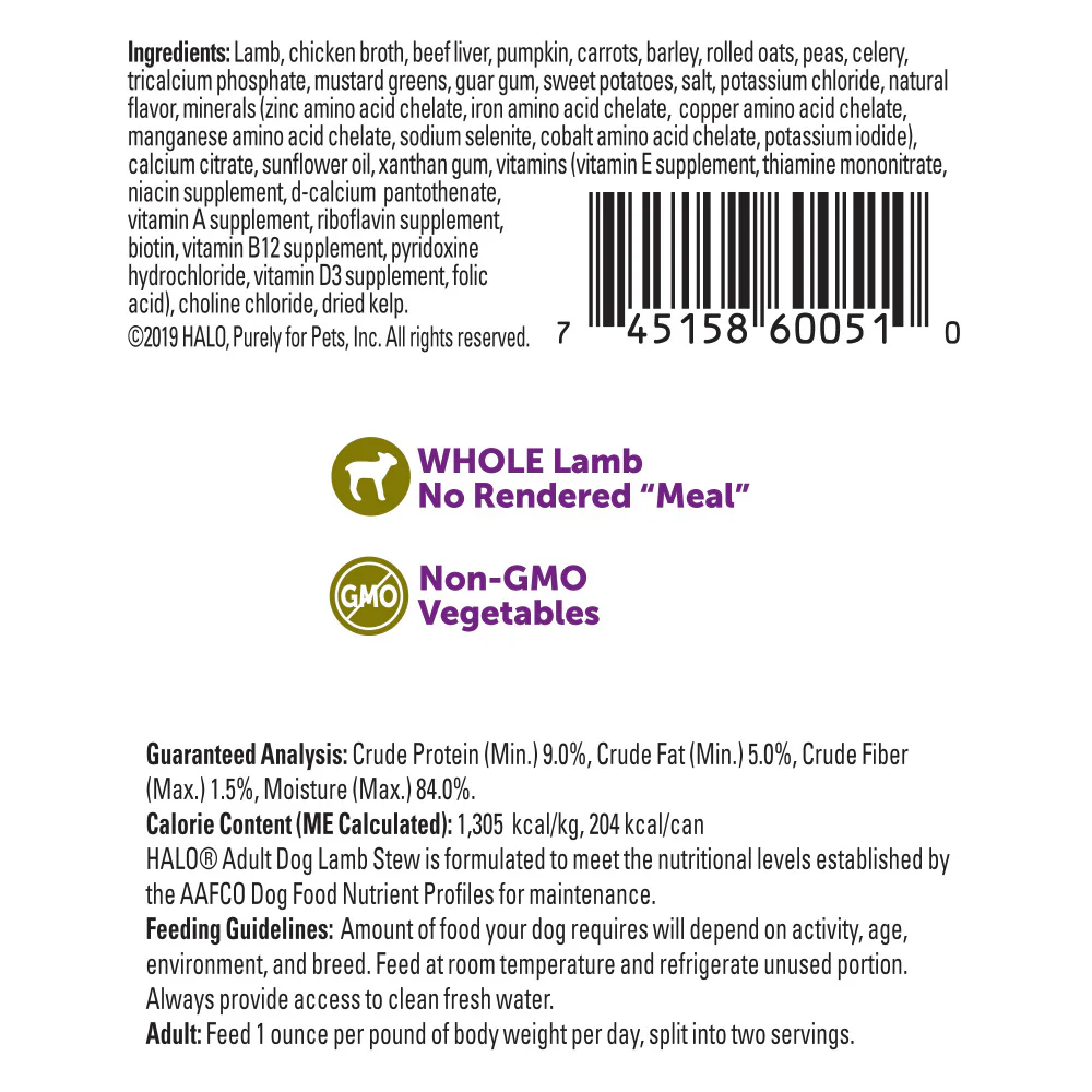 Halo Holistic Adult Lamb Stew Canned Dog Food - Image 3