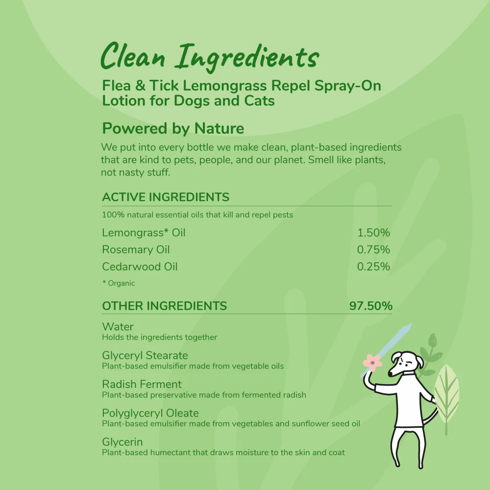 kin+kind Flea & Tick Prevent! Plant Powered Dog & Cat Protect Lemongrass Spray - Image 6