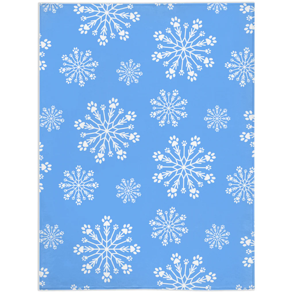 Paw Snowflake Minky Blanket - Blue/White - Image 3